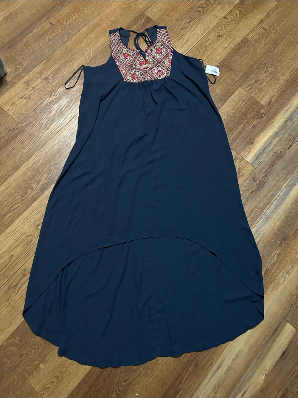 Fifth & Park navy blue woven high-low dress size 18 NWT